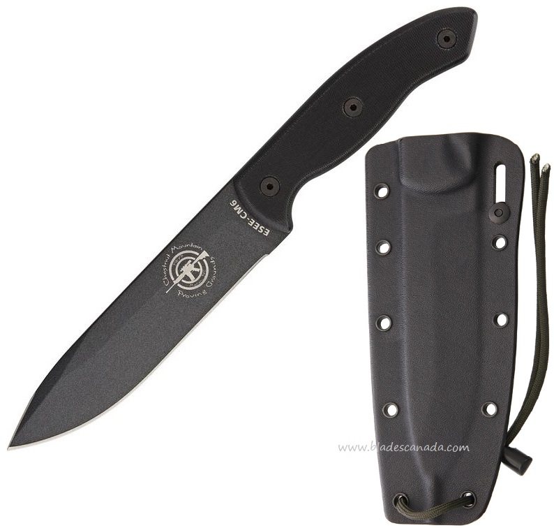 ESEE CM6TGB Fixed Blade Knife, 1095 Carbon, G10 Combat, Kydex Sheath