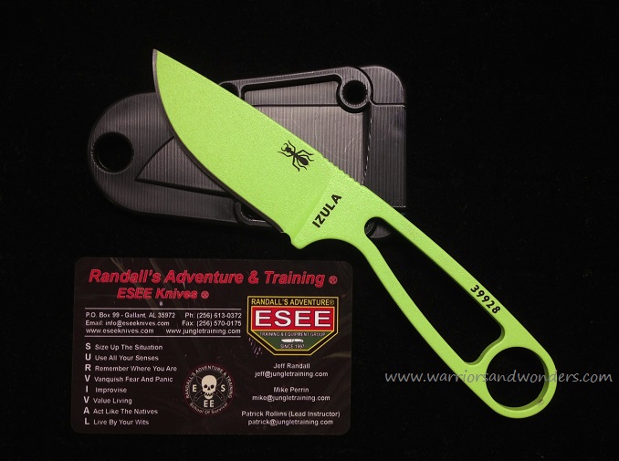 ESEE Izula Fixed Blade Knife, 1095 Carbon Venom Green, Molded Sheath - Click Image to Close