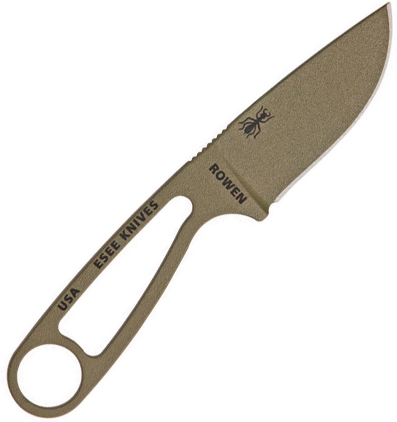 ESEE Izula w/KIT Fixed Blade Knife, 1095 Carbon Dark Earth, Molded Sheath, IZULA-DE-KIT