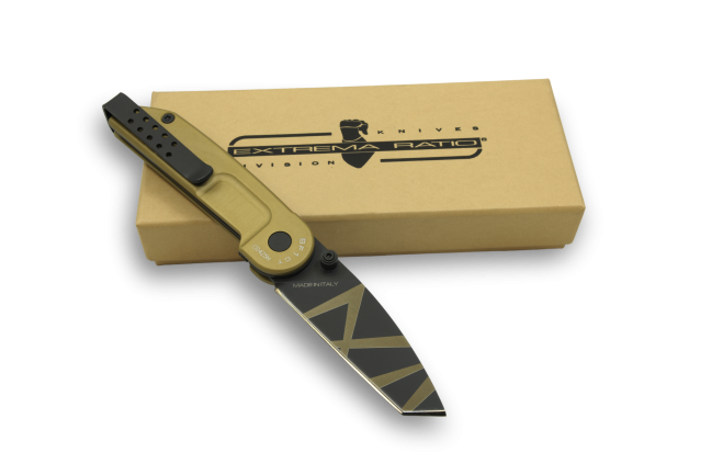 Extrema Ratio BF1CT Folding Knife, Bohler N690 Tanto, Aluminum Desert Warfare - Click Image to Close