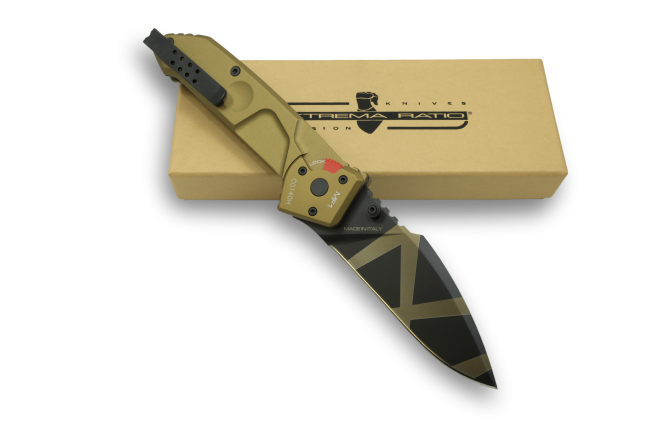 Extrema Ratio MF1 Folding Knife, Bohler N690 Drop Point, Aluminum Desert Warfare