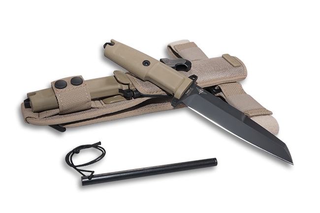 Extrema Ratio TASK J Tactical Fixed Blade Knife, N690, Nylon Desert Tan Sheath - Click Image to Close