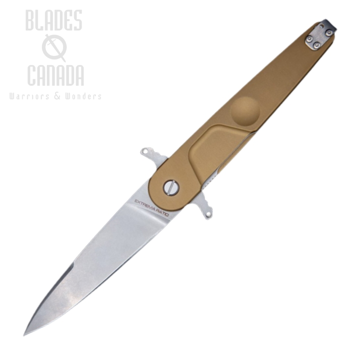 Extrema Ratio BD2 Lucky Flipper Folding Knife, N690 Black, Aluminum Desert