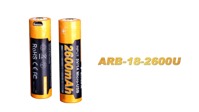 Fenix ARB-L18 USB Rechargeable 18650 Battery - 2600mAh - Click Image to Close