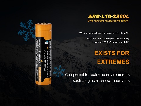Fenix ARB-L18 Rechargeable 18650 Cold Weather Battery - 2900 mAh