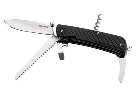 Ruike LD32-B Trekker Folding Knife/Multi-Tool, 12C27 Sandvik, G10 Black, LD32-B