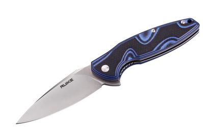 Ruike Fang Flipper Folding Knife, 14C28N Sandvik, G10 Blue/Black, P105-Q - Click Image to Close