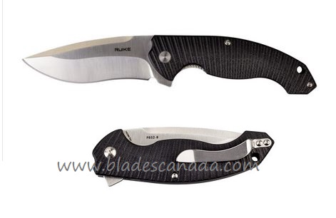 Ruike P852-B Flipper Folding Knife, 14C28N Sandvik, G10 Black