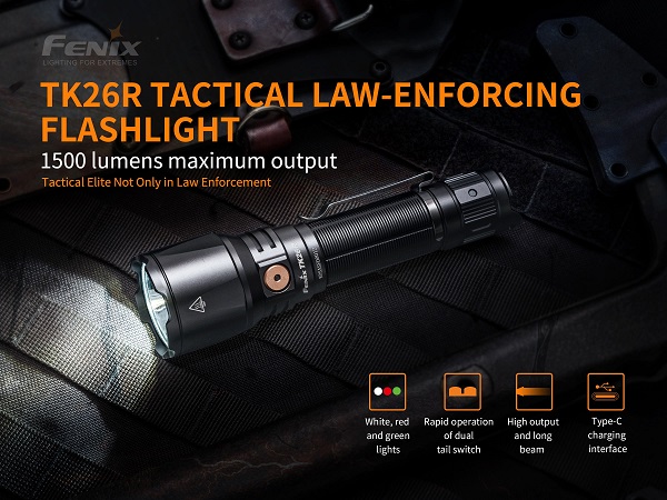 Fenix TK26R Tactical Rechargeable Flashlight - 1500 Lumens