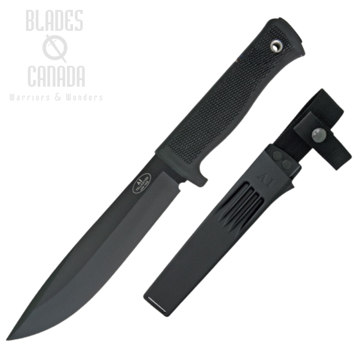 Fallkniven A1 Fixed Blade Survival Knife, VG10 Black, Kraton Black, Nylon Sheath, FNA1BLZ