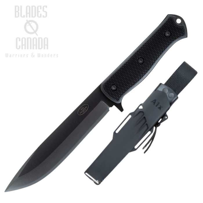 Fallkniven A1xB Fixed Blade Survival Knife, Laminate Black, Thermorun Black, A1XB