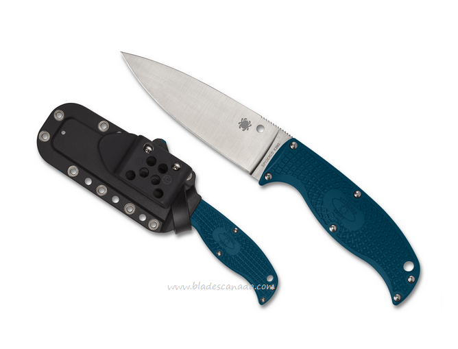 Spyderco Enuff 2 Fixed Blade Knife, K390, FRN Blue, FB31PBL2K390
