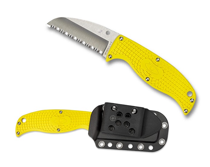 Spyderco Enuff Sheepfoot Salt Fixed Blade, H2 Steel, FRN Yellow, FB31SYL