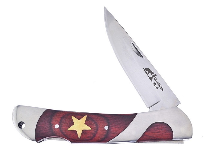 Frost Blackhills Steel BKH-01 Lockback Star Folder, Pakkawood