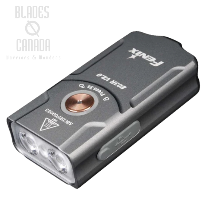 Fenix E03R V2.0 Rechargeable Keychain Flashlight, Grey - 500 Lumens