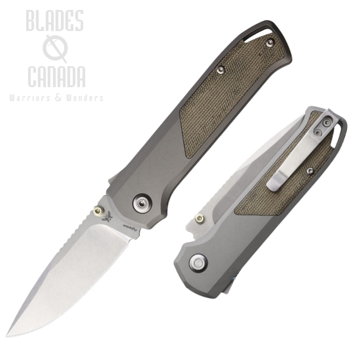 Flytanium Arcade Shark Lock Folding Knife, S35VN SW, Aluminum Gray/Micarta Green, FLY1255