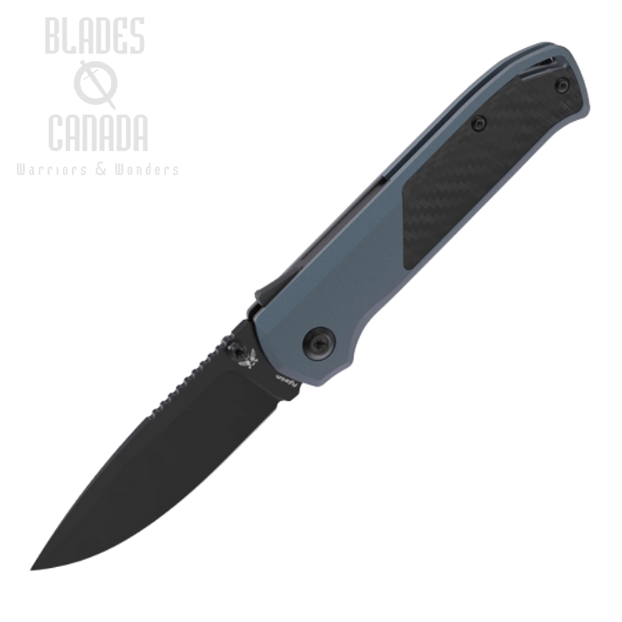 Flytanium Arcade Shark Lock Folding Knife, S35VN Black, Aluminum Slate Blue/Carbon Fiber, FLY1308