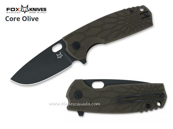 Fox Italy Core Flipper Folding Knife, N690, FRN Olive, FX-604OD