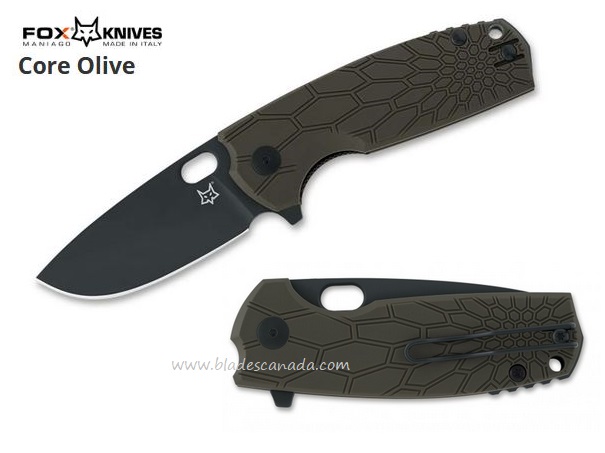 Fox Italy Core Flipper Folding Knife, N690, FRN Olive, FX-604 OD