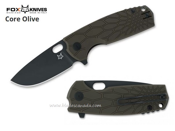 Fox Italy Core Flipper Folding Knife, N690, FRN Olive, FX-604OD - Click Image to Close