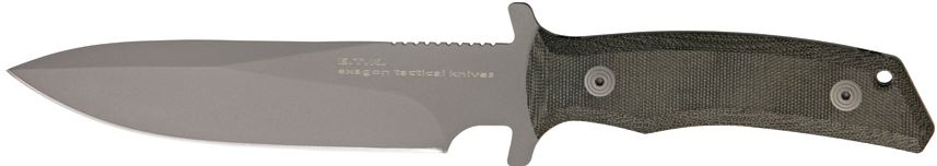 Fox Italy Exagaon Tactical Fixed Blade Knife, 440C, Micarta Green, Nylon Sheath OD Green, FX-1661TK