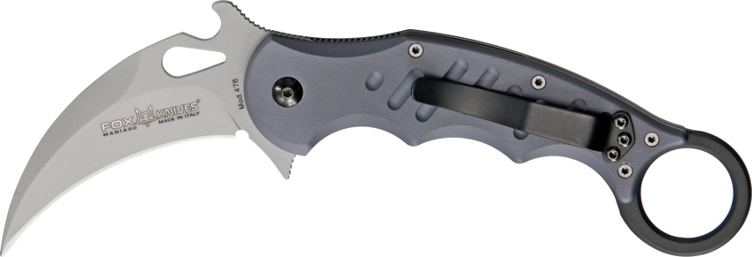 Fox Italy Karambit Flipper Folding Knife, Wave Opening, N690Co, Aluminum, 478
