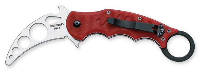 Fox Italy Karambit Flipper Folding Training Knife, Stainless Steel, G10 Red, 479TK