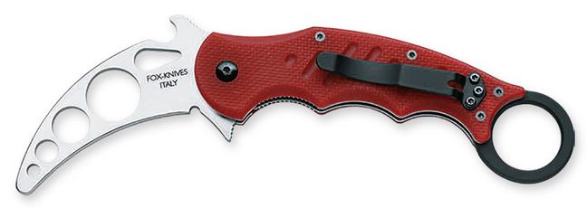 Fox Italy Karambit Flipper Folding Training Knife, Stainless Steel, G10 Red, 479TK - Click Image to Close