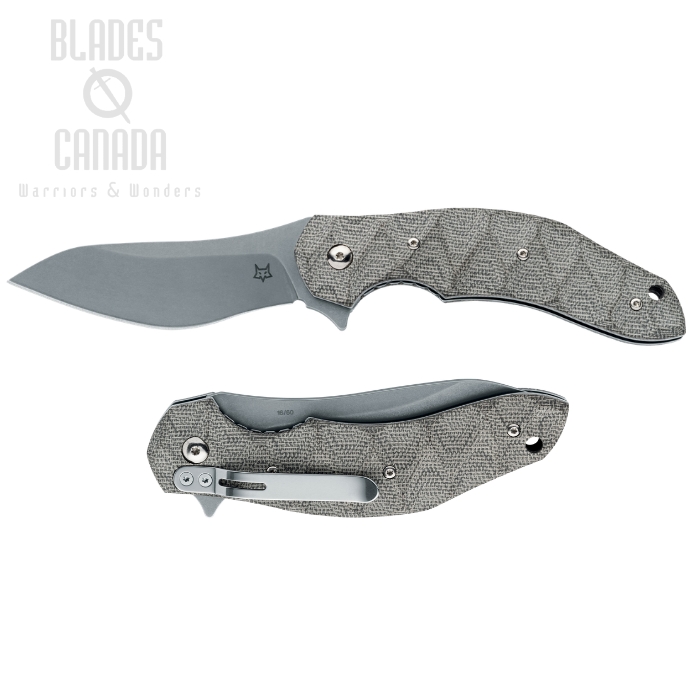(image for) Fox Italy Flipper Folding Knife, N690 Acid SW, Micarta OD, FX-302 MOD