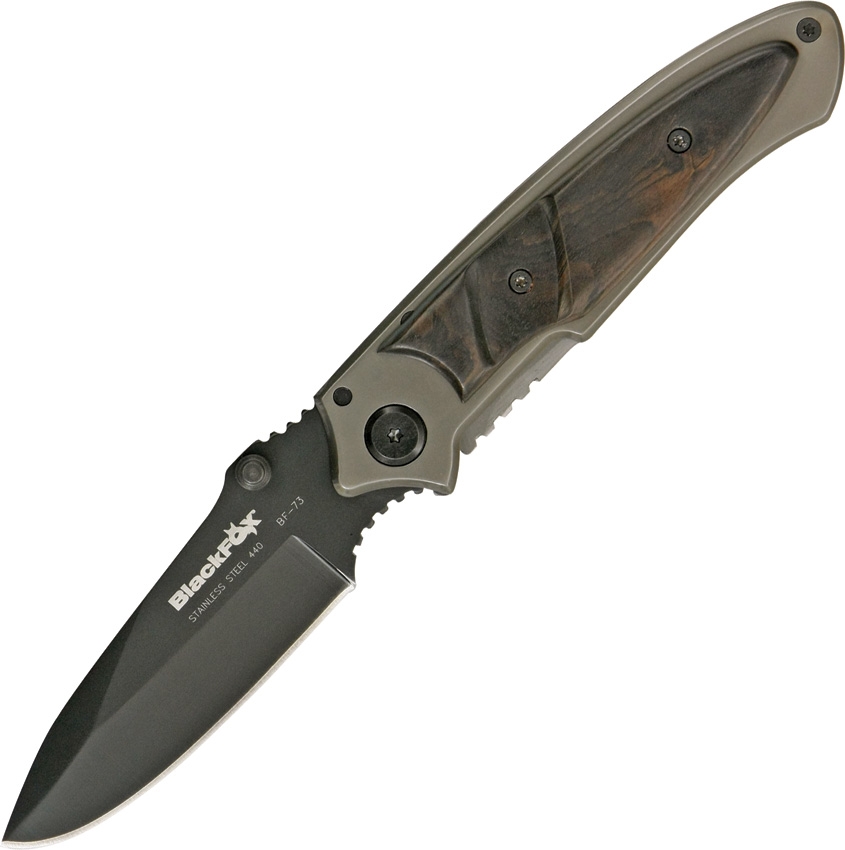 BlackFox Framelock Folding Knife, Aluminum/Wood, BF-73