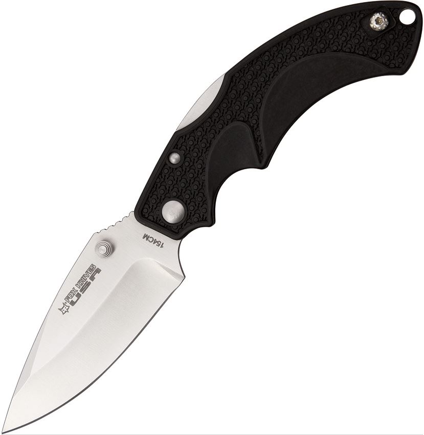 Fox USA Forza Folding Knife, 154CM Sheepsfoot, FRN Black, FoxFRZSPBK