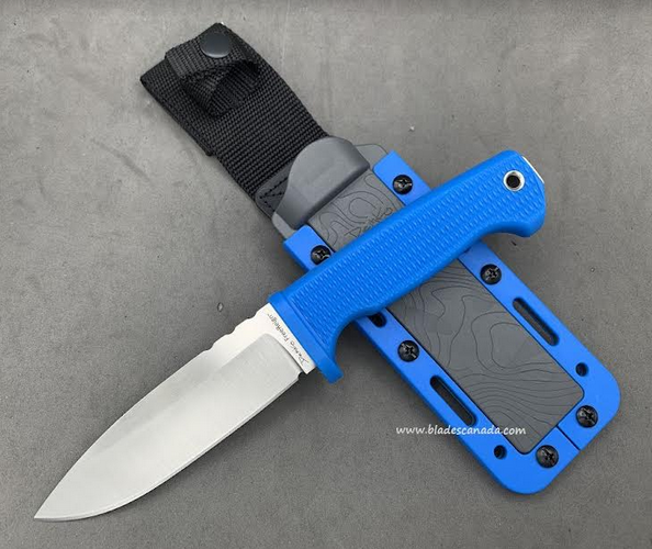 Demko FreeReign Fixed Blade Knife, AUS10A Drop Point, Blue Handle