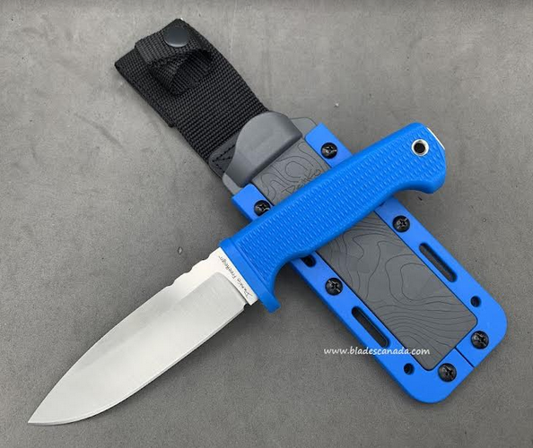 Demko FreeReign Fixed Blade Knife, AUS10A Drop Point, Blue Handle, FR-10A-BLU