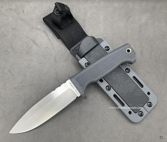 Demko FreeReign Fixed Blade Knife, AUS10A Drop Point, Grey/Black Handle
