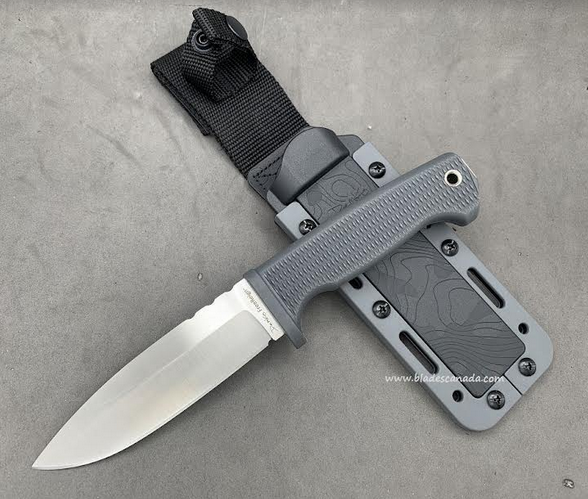 Demko FreeReign Fixed Blade Knife, AUS10A Drop Point, Grey/Black Handle - Click Image to Close