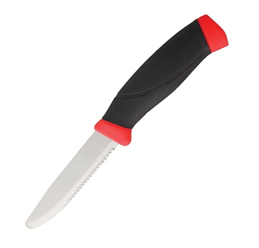 Morakniv Companion F Rescue Fixed Blade Knife, Stainless Serrated, Red, 11828