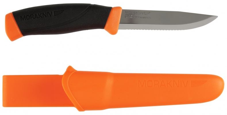 Morakniv Companion F Fixed Blade Knife, Stainless Serrated, Orange, 11829 - Click Image to Close