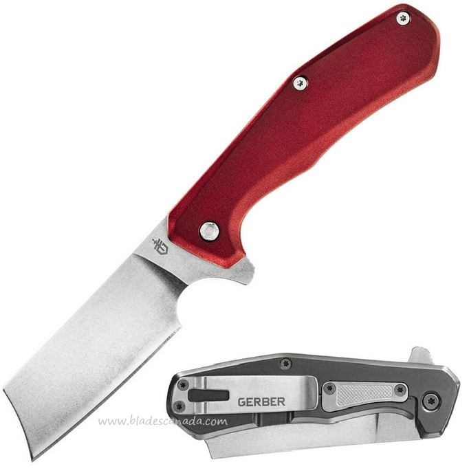 Gerber ASADA Flipper Framelock Knife, Aluminum Red/Stainless, G1805 - Click Image to Close