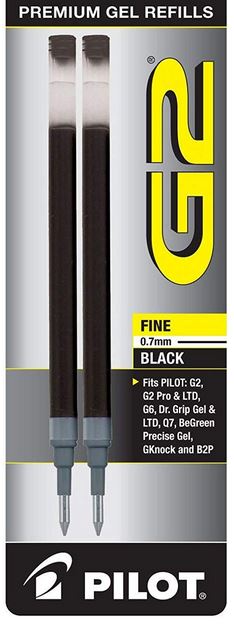 Tactile Turn Pilot G2 Refill, Black Fine 0.7mm, 2 Pack