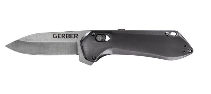 Gerber Highbrow Compact Folding Knife, Assisted Opening, Plain Edge, Grey Handle - Click Image to Close