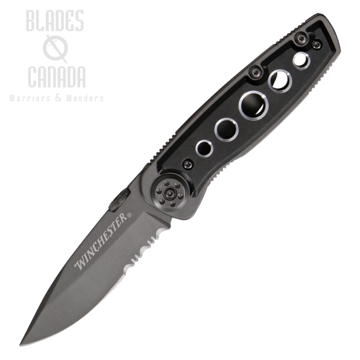 Gerber Winchester Parfive Folding Knife, Partially Serrated, Black Wood, G41792