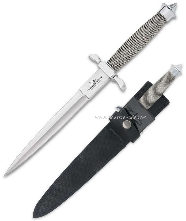 Gil Hibben Silver Shadow Dagger Knife, Leather Sheath, GH441 - Click Image to Close