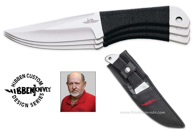 Gil Hibben Triple Throwing Knife Set, Cord Wrap, Nylon Sheath, GH947 - Click Image to Close