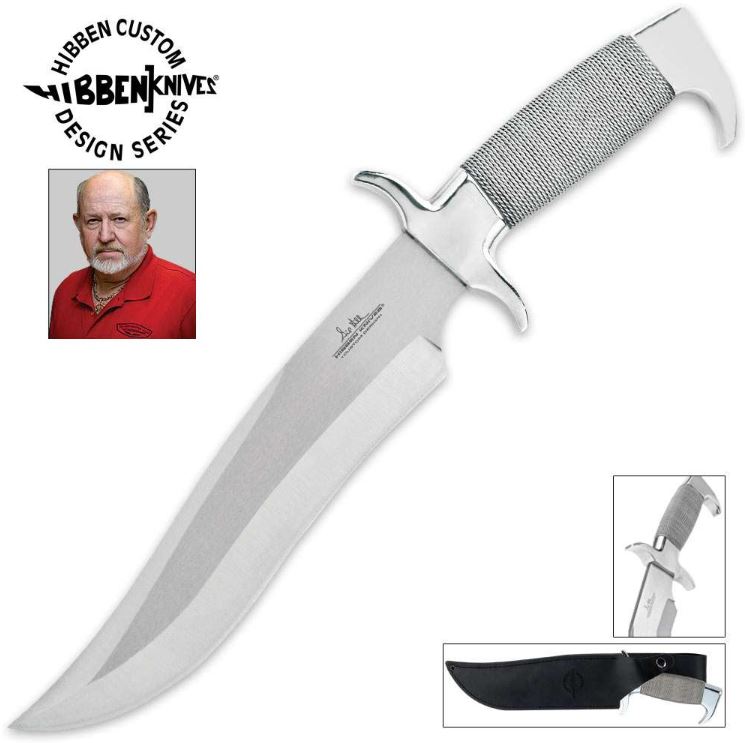 Gil Hibben Highlander Bowie Fixed Blade Knife, Leather Sheath, GH627