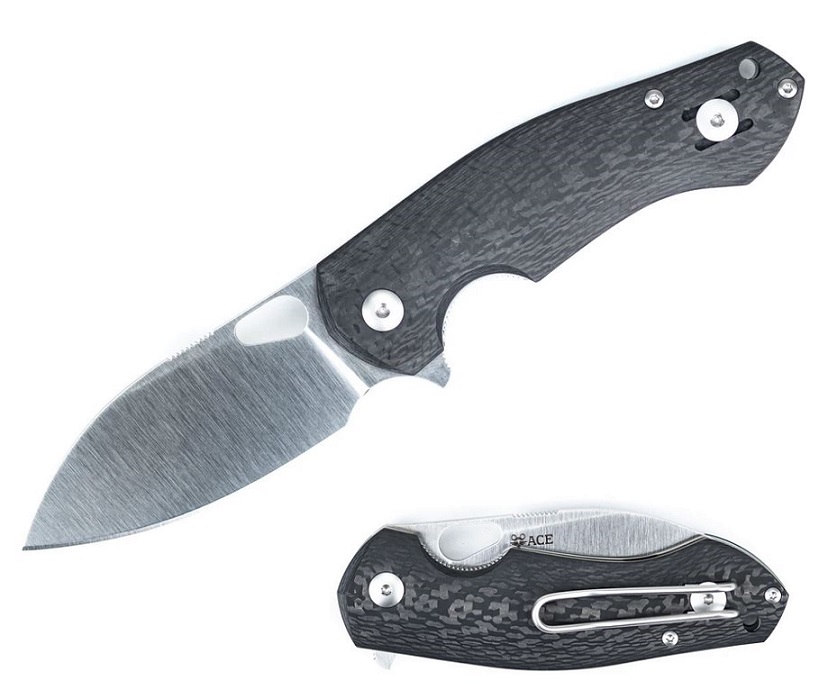 GiantMouse ACE Biblio Flipper Folding Knife, M390, Carbon Fiber, GMBIBCF