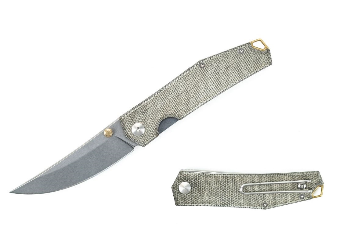 GiantMouse ACE Clyde Folding Knife, Elmax Steel, Micarta Green, GMCLYGRNBR