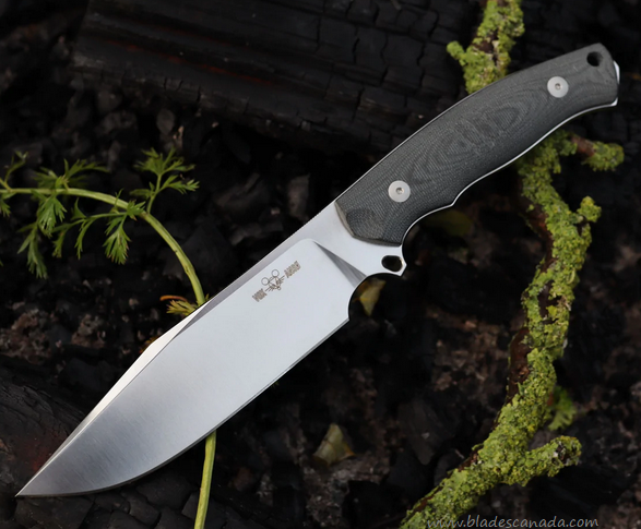 GiantMouse GMF4 DB Fixed Blade Knife, N690 Satin, Micarta Double Black, GMF4-DB-SATIN