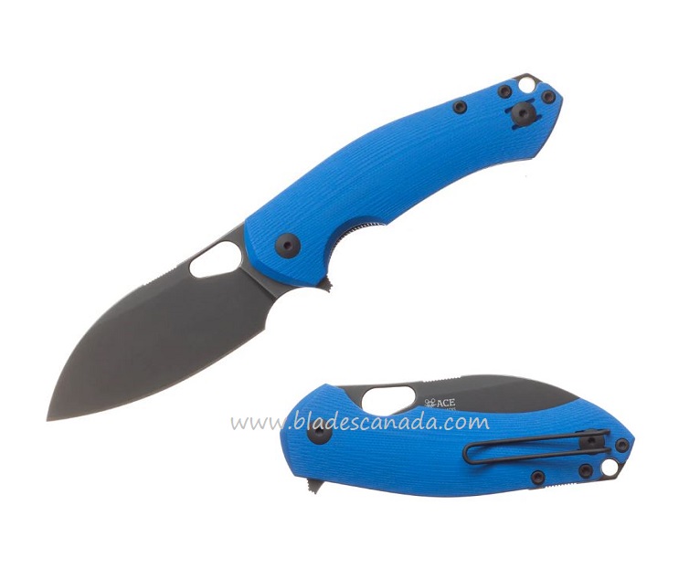 GiantMouse Biblio XL Flipper Folding Knife, Vanadis 4E, Blue G-10