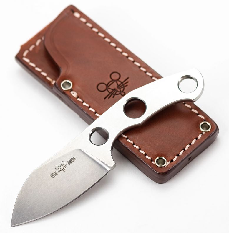 GiantMouse GMF1 Fixed Blade Knife, N690, Leather Sheath, GMF1