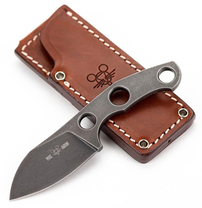 GiantMouse GMF1-F Fixed Blade Knife, M390 PVD, Leather Sheath, GMF1F